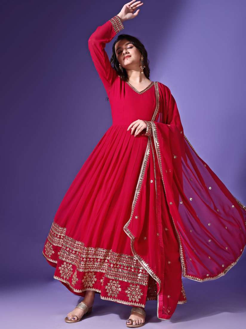 Buy YOYO Fashion Ethnic Motifs Embroidered Regular Anarkali Kurta with trouser Dupatta Kurta Sets for Women 31128791 Myntra