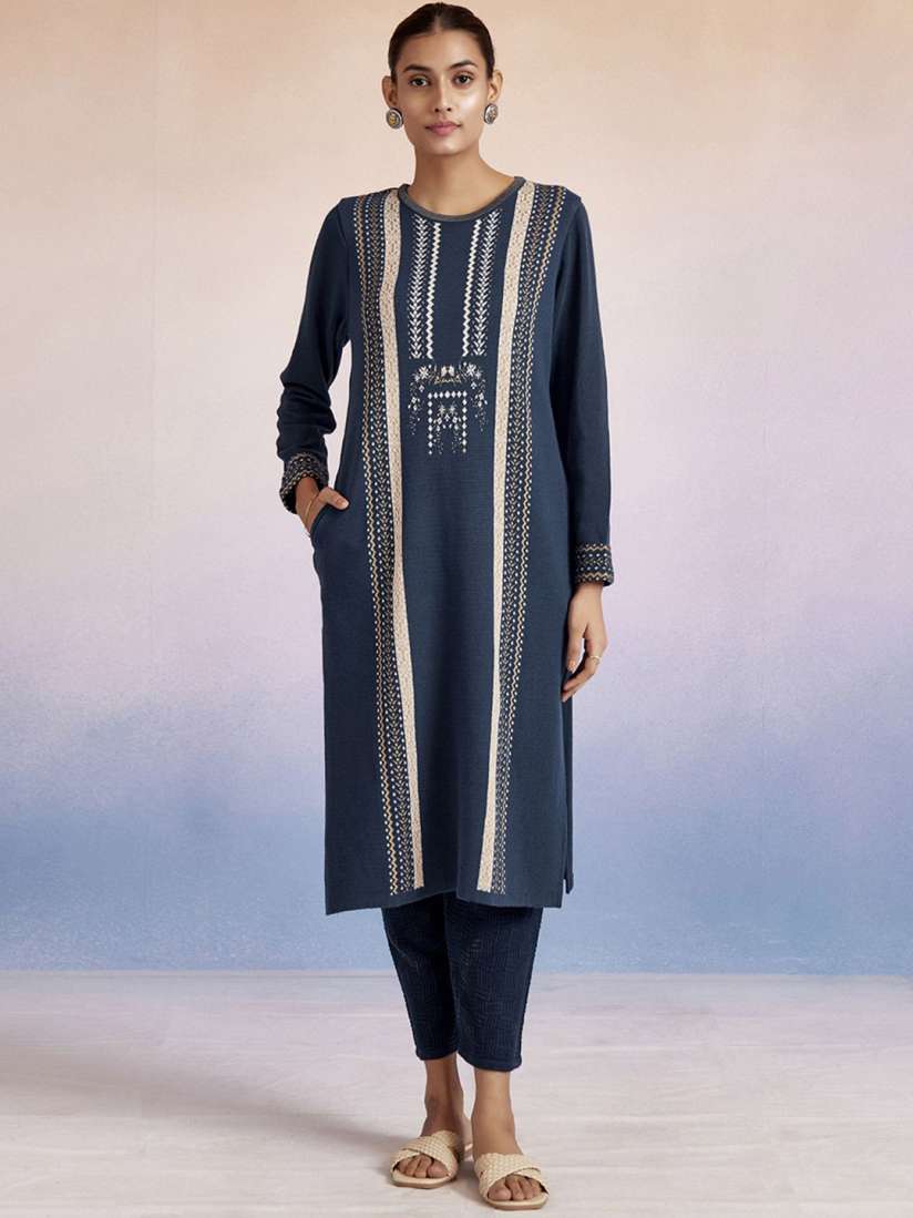 Buy Jaipur Kurti Women Jacquard Straight Woolen Kurta Kurtas for Women 31127138 Myntra