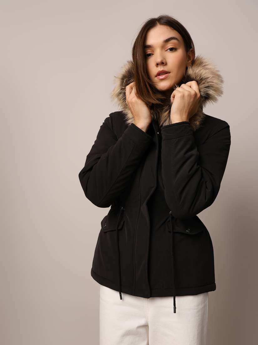 Buy ONLY Women Solid Spread Collar Hooded Single Breasted Parka Coat Coats for Women 31144827 Myntra