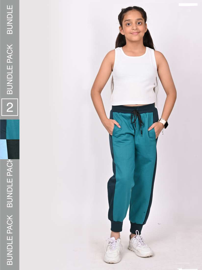 Buy BAESD Girls Pack Of 2 Colour Blocked Relaxed Fit Joggers Track Pants for Girls 31143747 Myntra