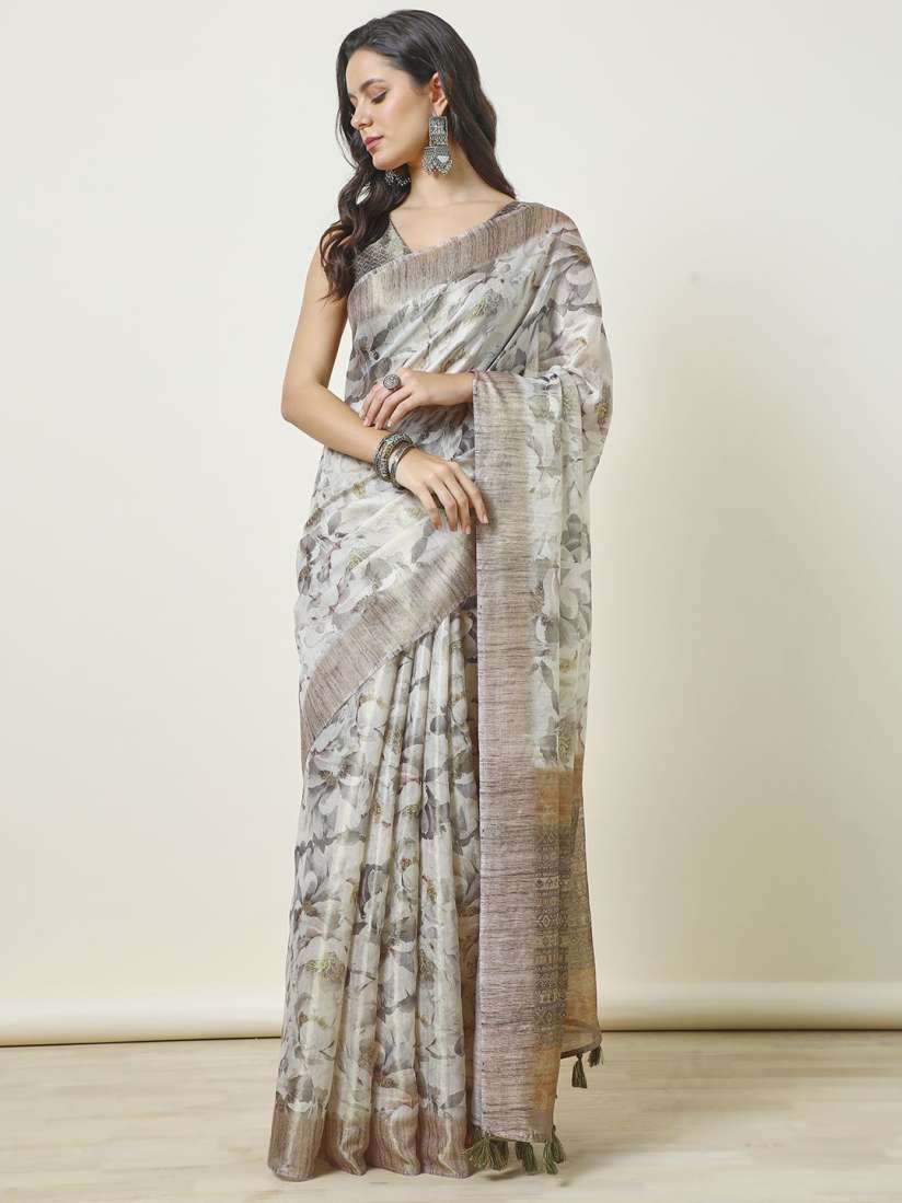 Myntra linen sarees new arrivals