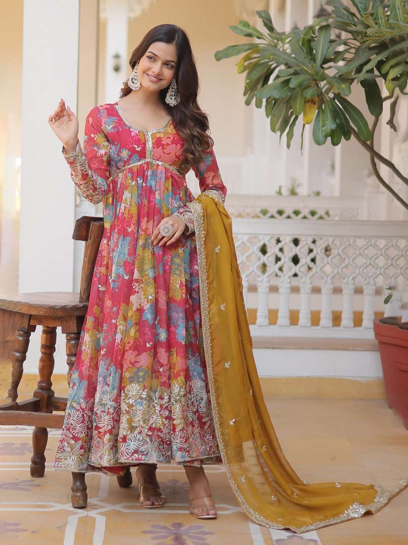 Buy YOYO Fashion Women Floral Embellished Thread Work Georgette Anarkali Kurta Kurtas for Women 31143857 Myntra