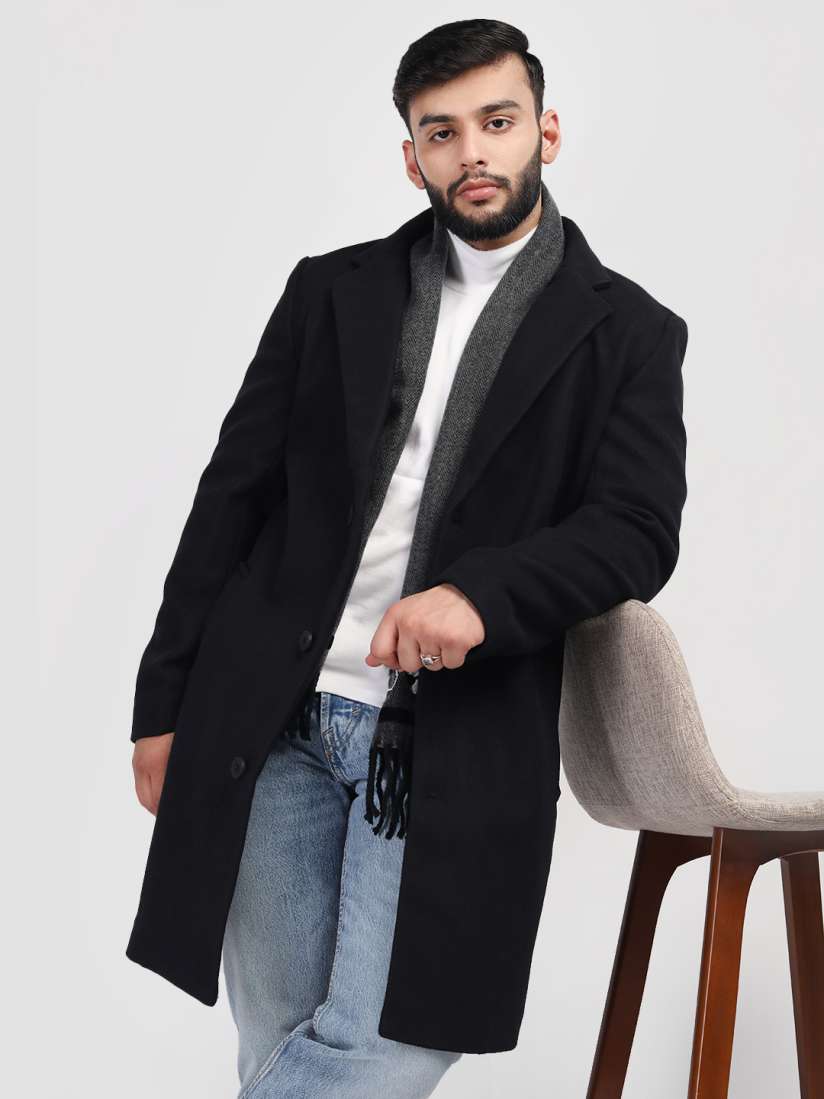 Buy HONNETE Men Solid Single Breasted Knee Length Trench Coat Coats for Men 31143835 Myntra