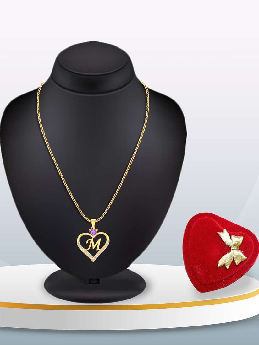 Buy Heer Collection Gold Plated Heart Shaped Pendants with Chains Pendant for Unisex 31142560 Myntra