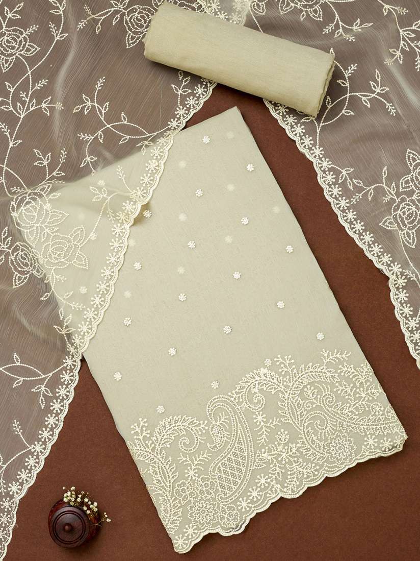 Chiffon unstitched dress material sales