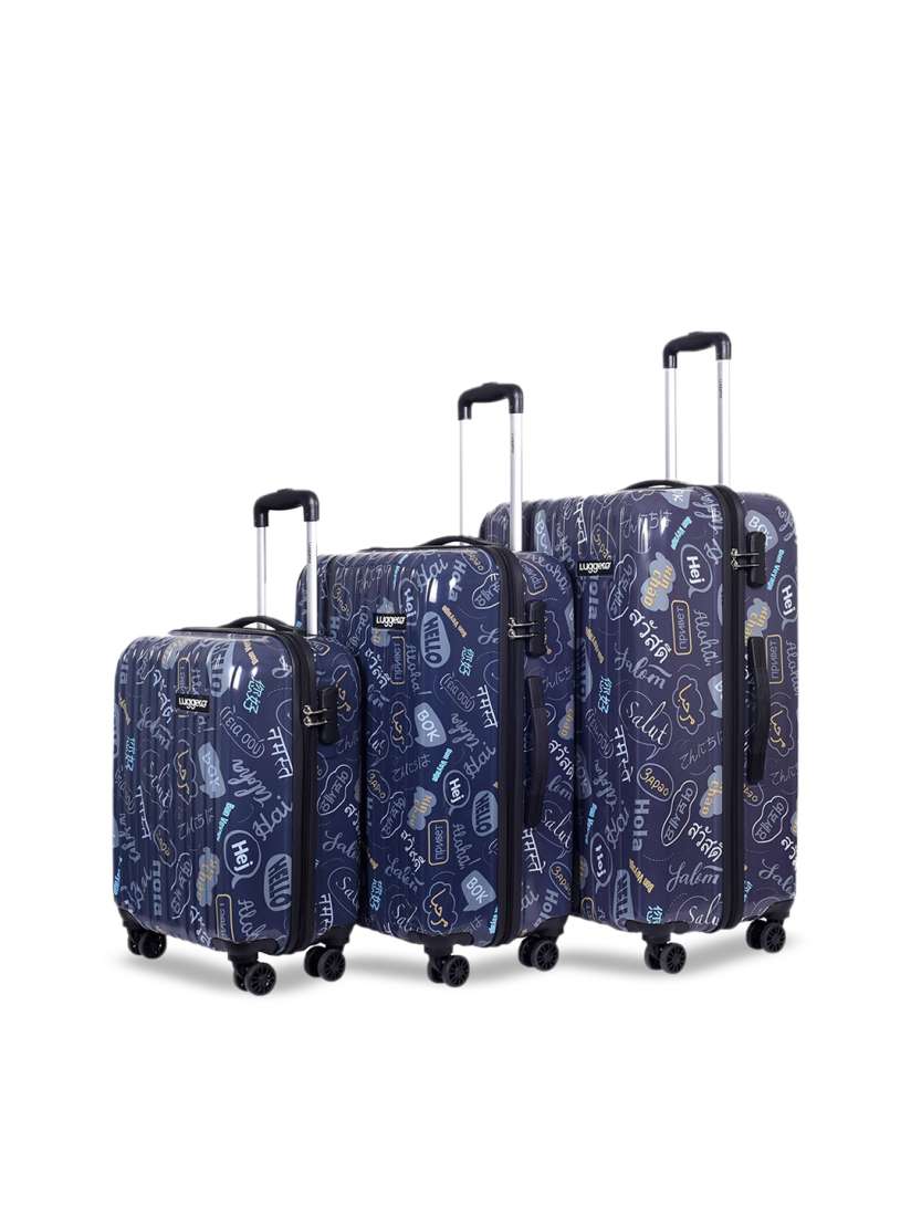 Buy Luggero Set Of 3 Printed Hard Sided Large Medium Cabin Trolley Bags Trolley Bag for Unisex 30825905 Myntra