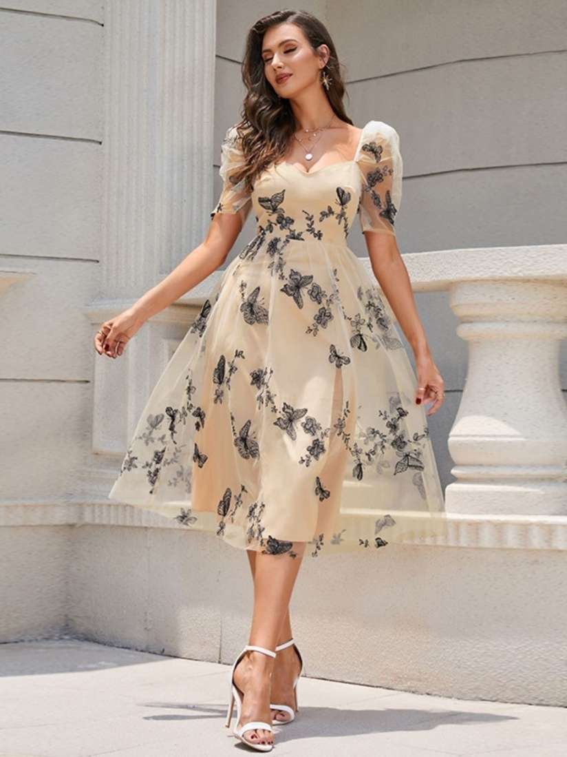 Fitted knee length dress online
