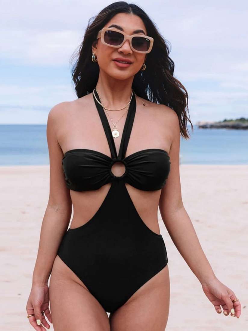 Buy Plus Curvves Women Solid Halter Neck One Piece Swim Bodysuit Swimwear for Women 30833114 Myntra