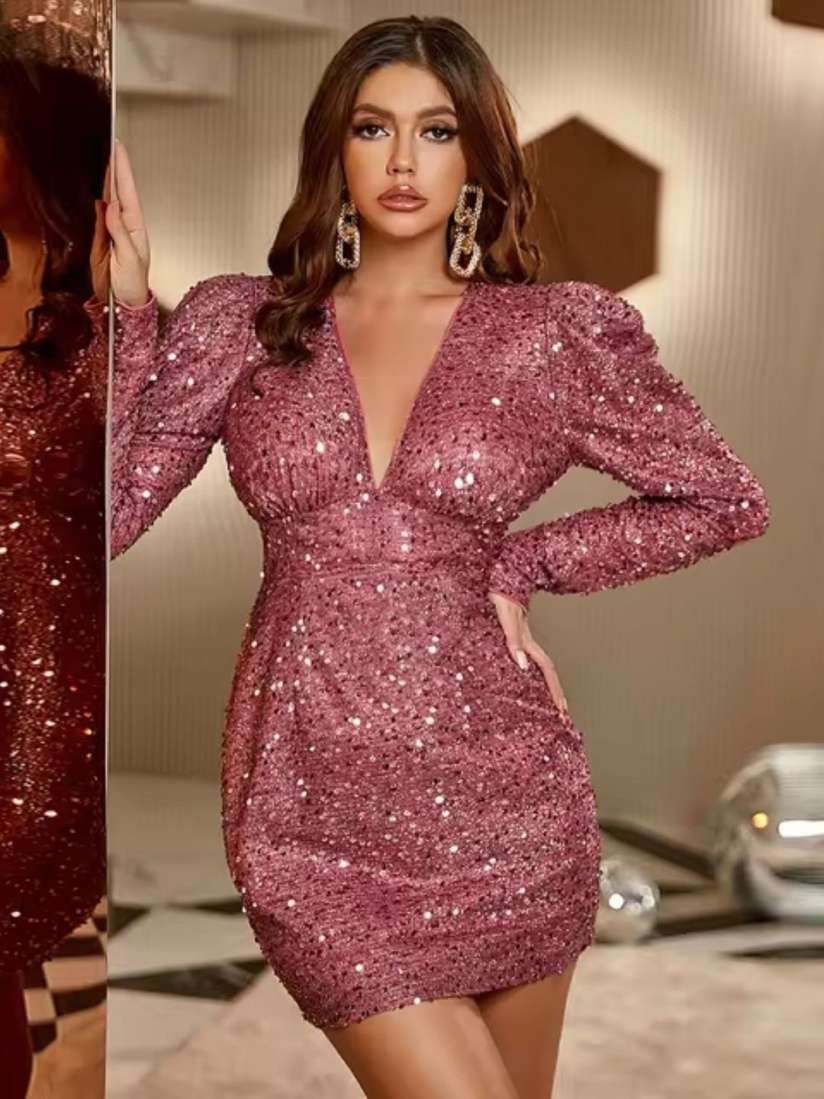 Buy KPOP Women Embellished Puff Sleeves Bodycon Mini Dress Dresses for Women 30794503 Myntra