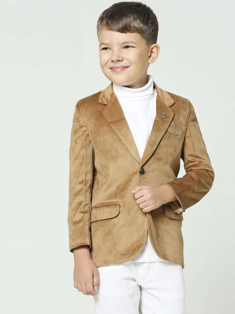 Buy YK Boys Notched Lapel Collar Comfort Fit Velvet Single Breasted Blazer Blazers for Boys 31175619 Myntra