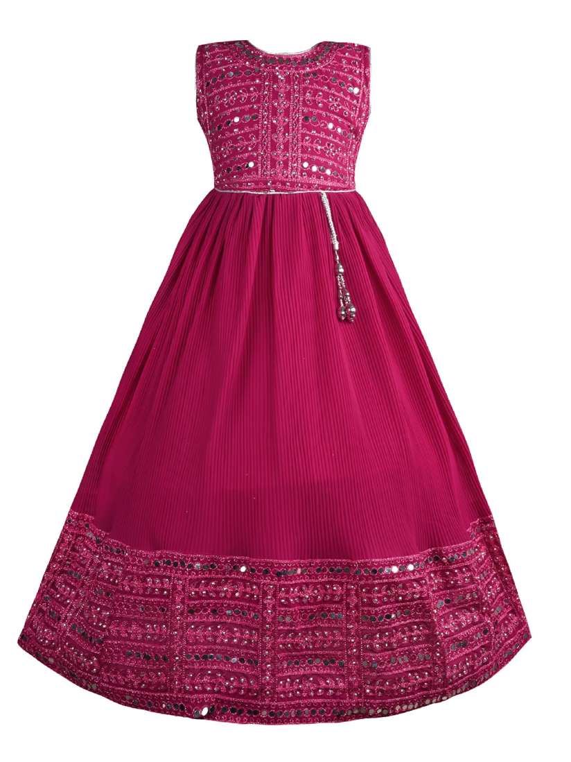 Buy Wish Karo Girls Embellished Mirror Work Georgette Fit Flare Dress Dresses for Girls 31169529 Myntra