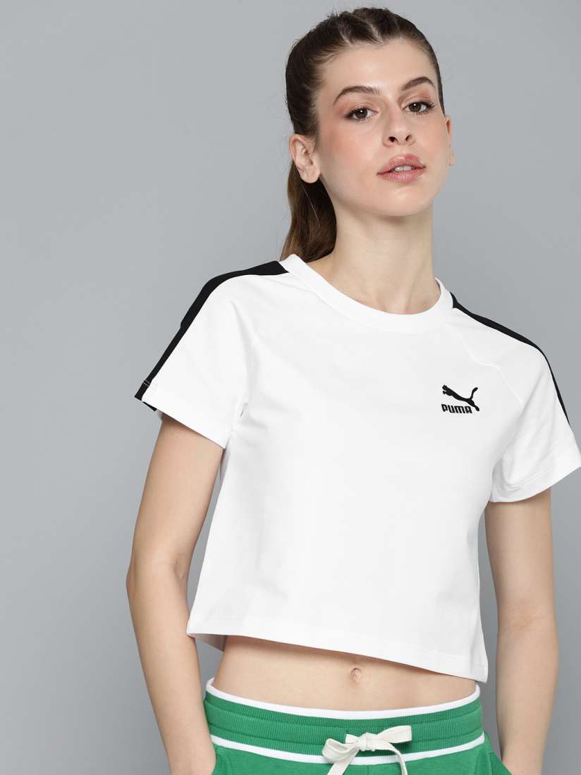 Buy Puma Iconic T7 Slim Fit Crop T shirt Tshirts for Women 27393294 Myntra