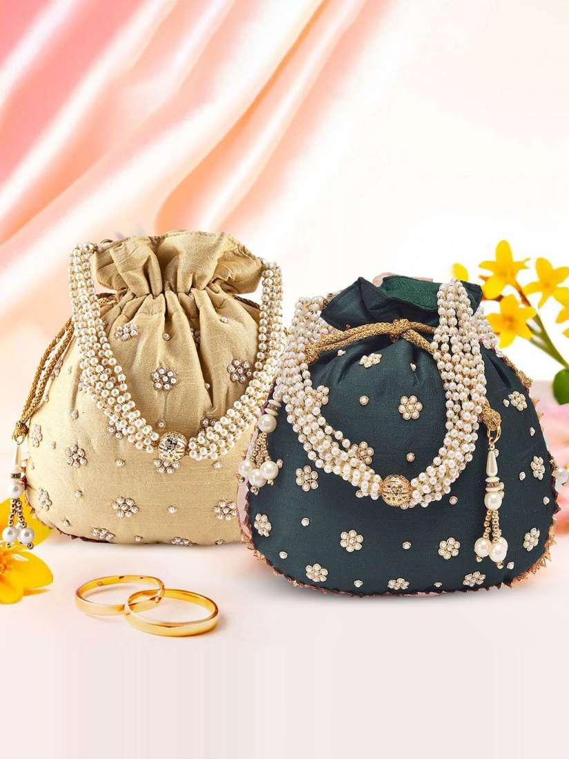 Buy Kuber Industries Set Of 2 Embroidered Potli Bag Clutches for Women 30841659 Myntra