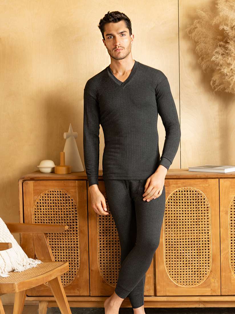 V Neck Lux Woolen Innerwear Short Sleeve Men's V Neck Thermal