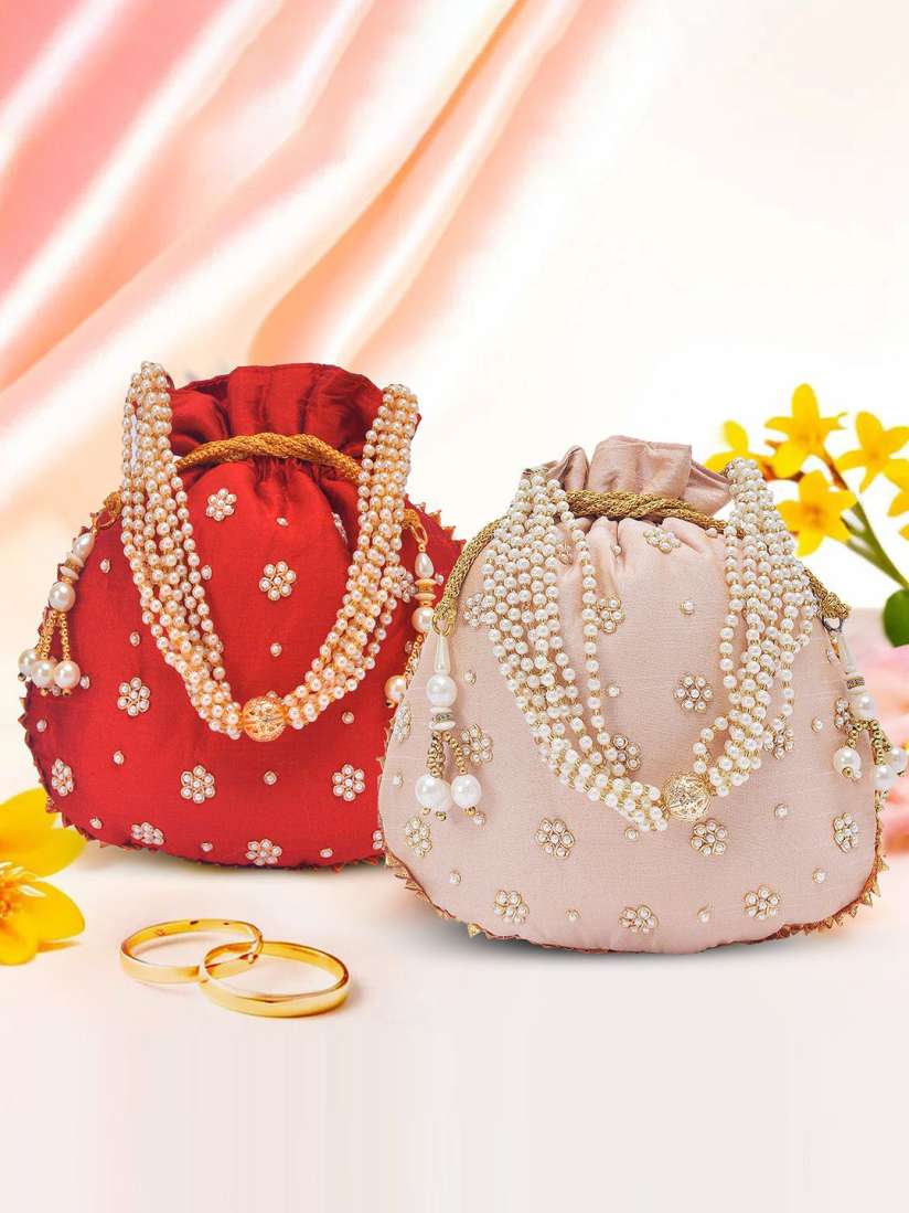Buy Kuber Industries Set of 2 Moti Embroidered Potli Bags Clutches for Women 30841698 Myntra
