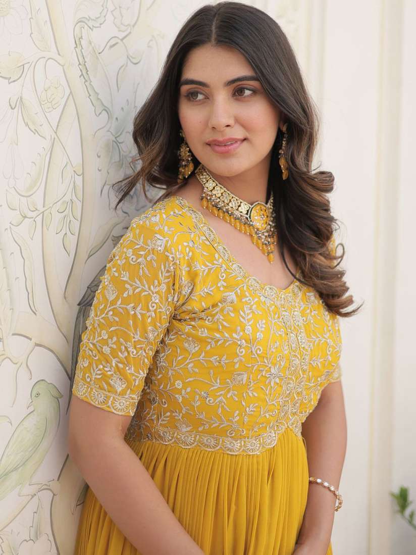 Buy KALINI Embroidered Georgette Ethnic Gown Ethnic Dresses for Women 30861385 Myntra