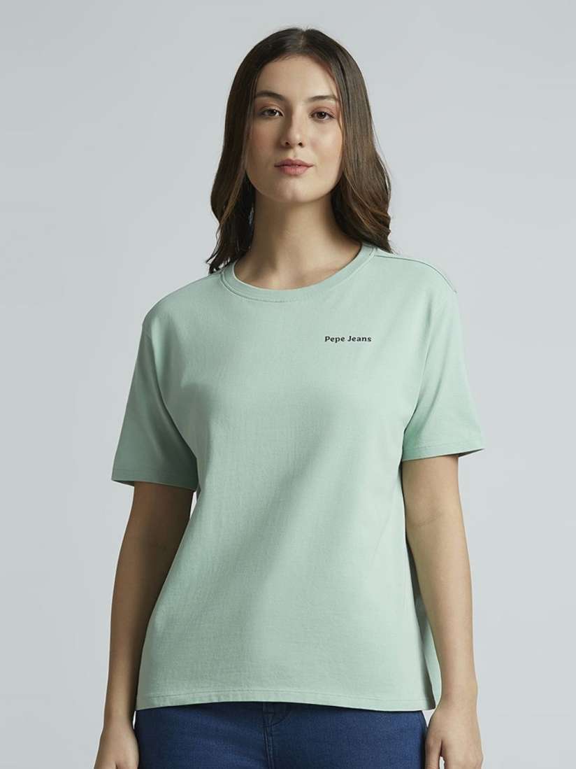Buy Pepe Jeans Women Typography Printed Round Neck Pure Cotton T shirt Tshirts for Women 30864277 Myntra