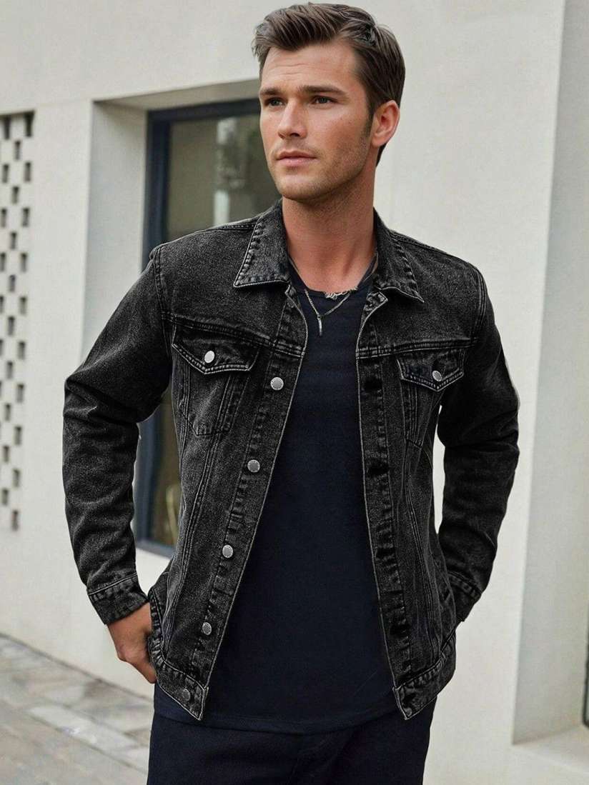 Buy Kotty Men Solid Spread Collar Denim Jacket Jackets for Men 30848611 Myntra