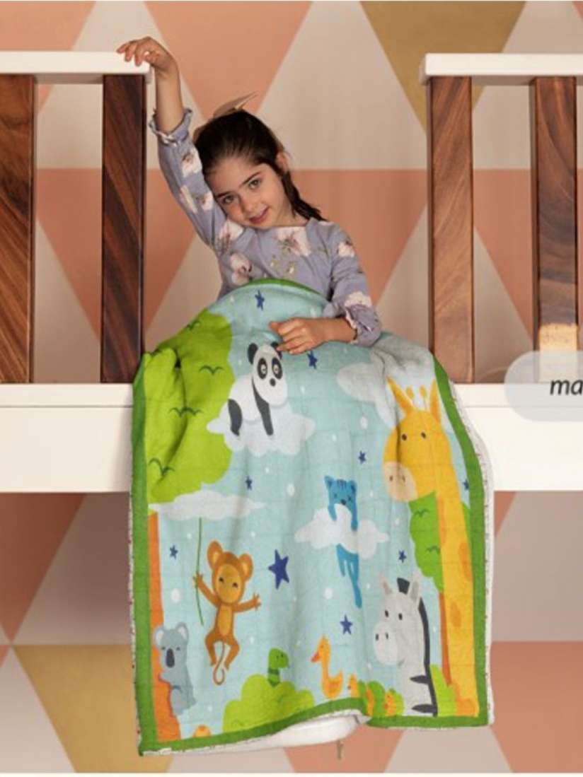 Buy NEW COMERS Green Blue Contemporary Ac Room 210 GSM Baby and Kids Single Bed Quilt Blankets Quilts and Dohars for Unisex Kids 30887384 Myntra