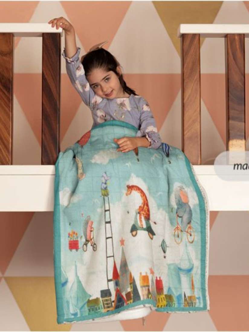 Buy NEW COMERS Blue White Contemporary Ac Room 210 GSM Baby and Kids Single Bed Quilt Blankets Quilts and Dohars for Unisex Kids 30887399 Myntra