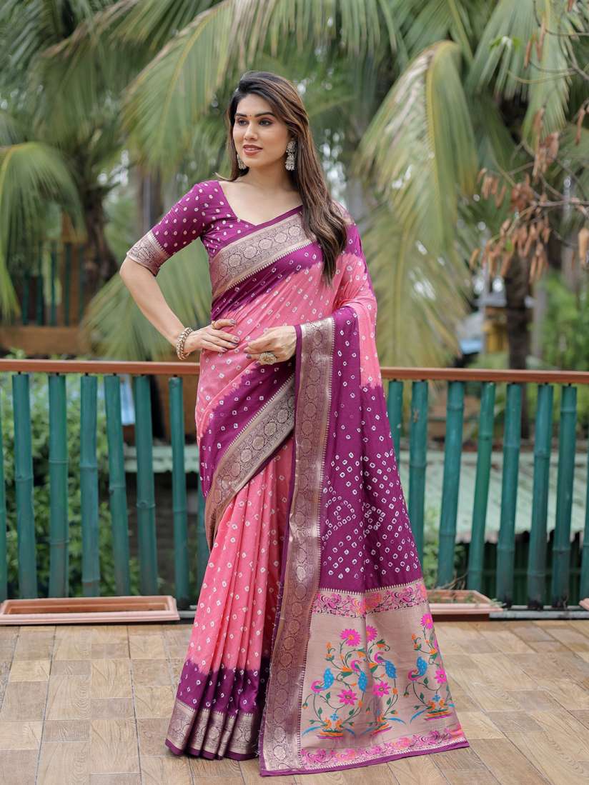 Buy Anaita Printed Pure Silk Bandhani Saree Sarees for Women 30848469 Myntra