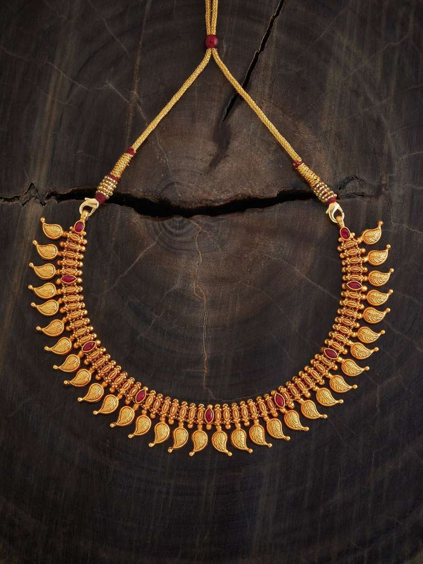 Buy Kushal s Fashion Jewellery 92.5 Pure Silver Gold Plated Stones Studded Temple Necklace Necklace and Chains for Women 30879573 Myntra