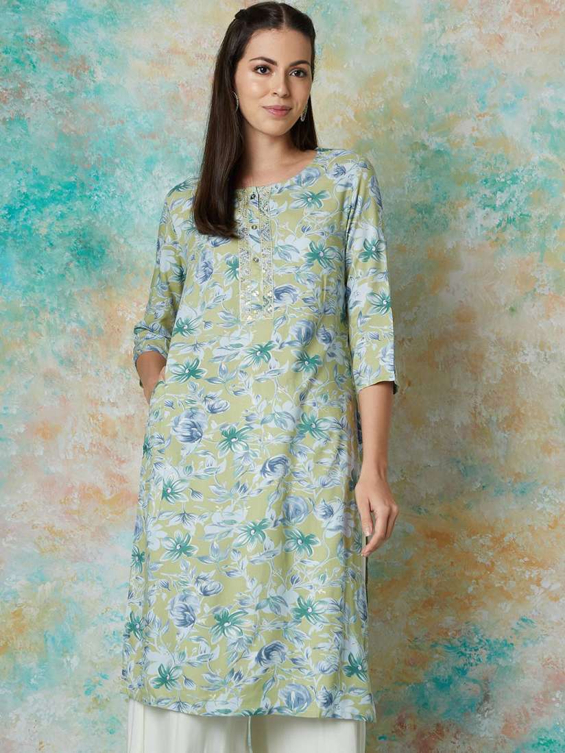 Buy Melange by Lifestyle Floral Printed Straight Kurta Kurtas for Women 30873235 Myntra