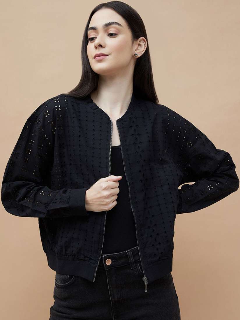Buy Fame Forever by Lifestyle Women Embroidered Collarless Long Sleeves Open Front Jacket Jackets for Women 30873515 Myntra