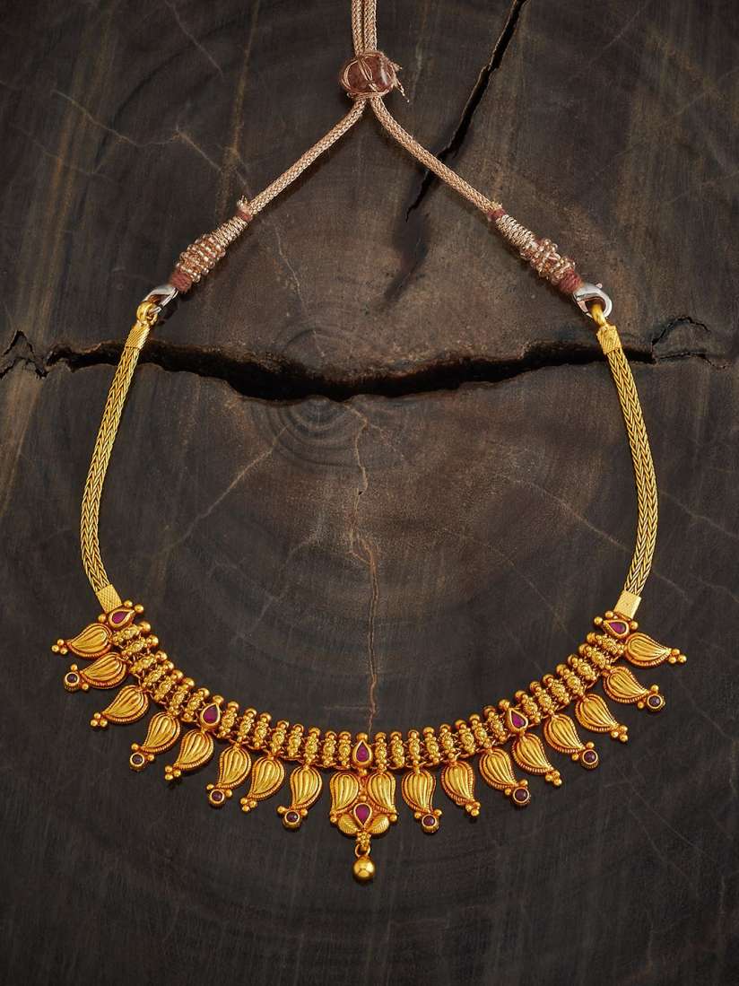 Buy Kushal s Fashion Jewellery 92.5 Pure Silver Gold Plated Stones Studded Temple Necklace Necklace and Chains for Women 30879638 Myntra
