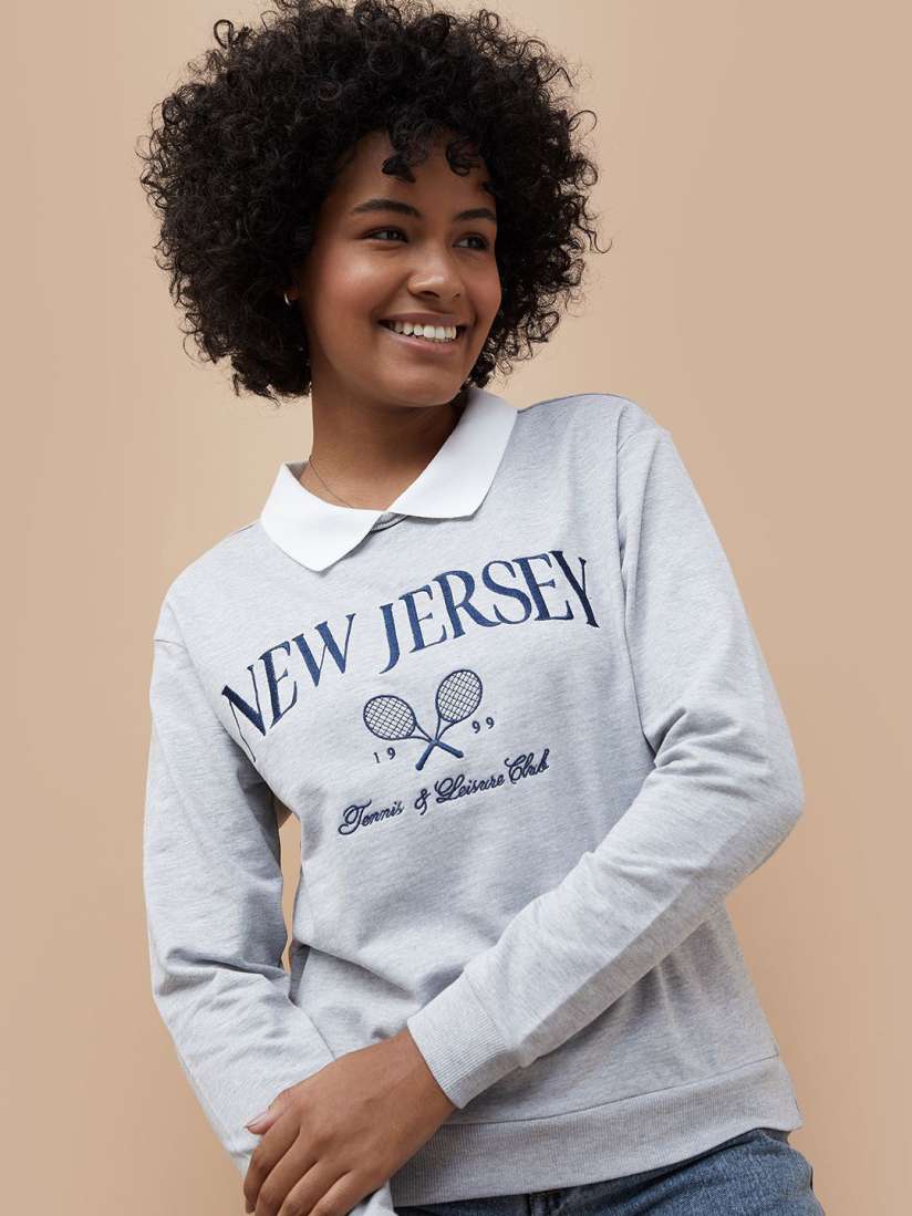 Buy Fame Forever by Lifestyle Women Typography Printed Shirt Collar Sweatshirt Sweatshirts for Women 30842438 Myntra