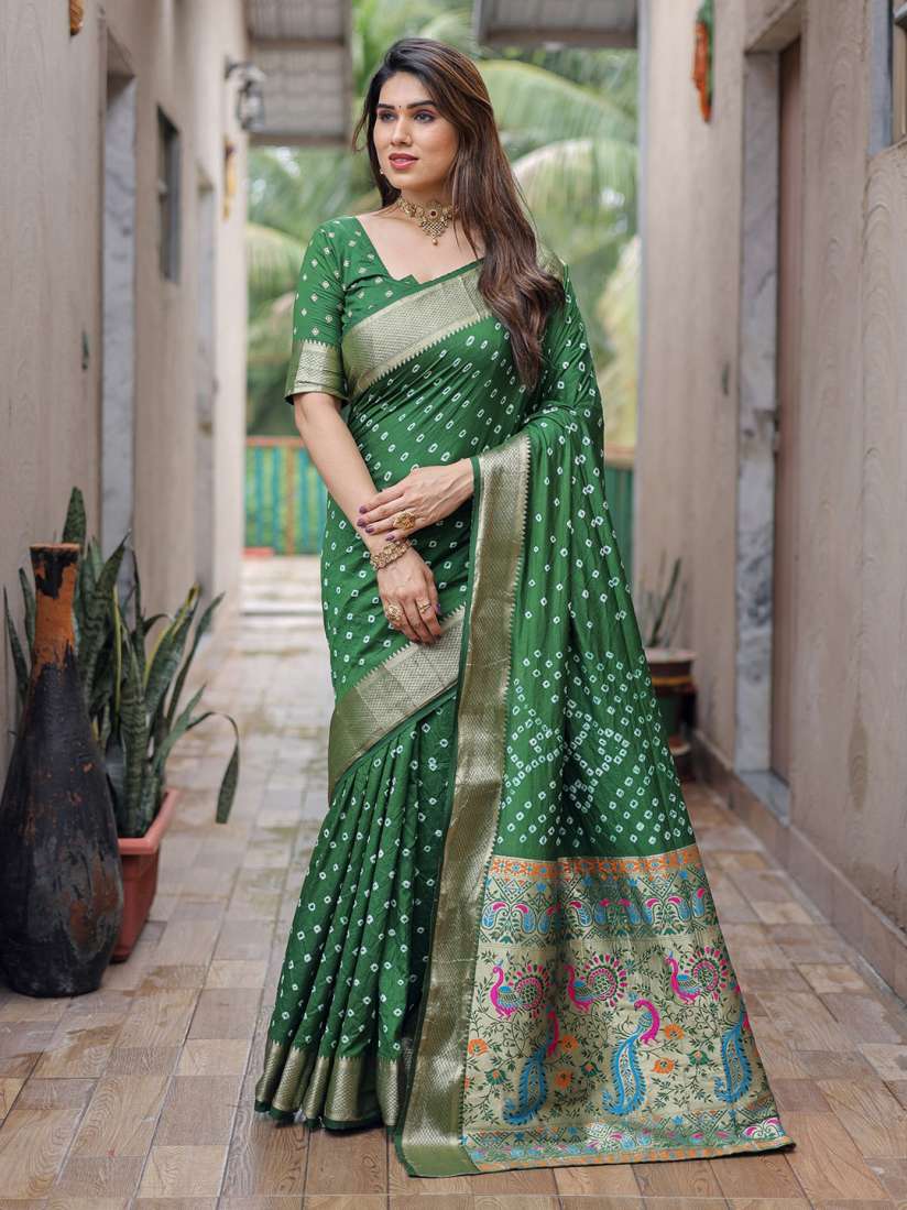 Buy Anaita Bandhani Zari Pure Silk Bandhani Saree Sarees for Women 30857891 Myntra