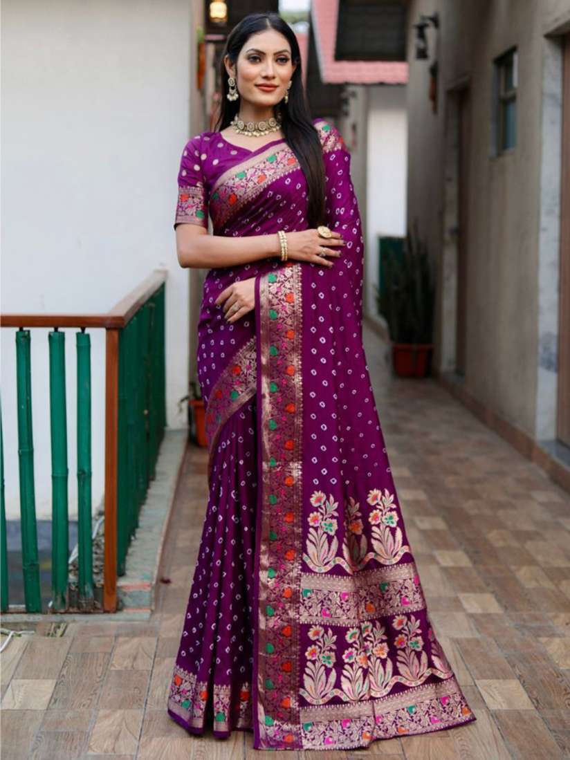 Buy Anaita Bandhani Zari Pure Silk Bandhani Saree Sarees for Women 30857875 Myntra