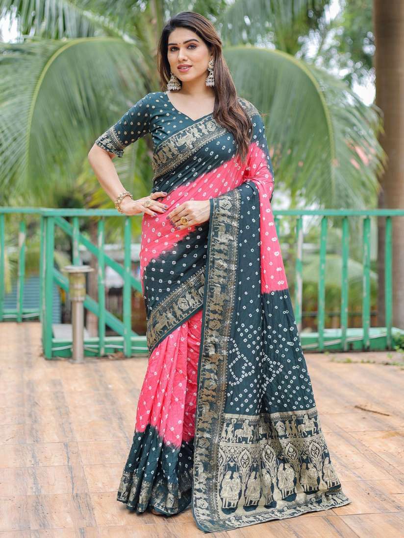 Buy Anaita Bandhani Zari Pure Silk Bandhani Saree Sarees for Women 30857789 Myntra