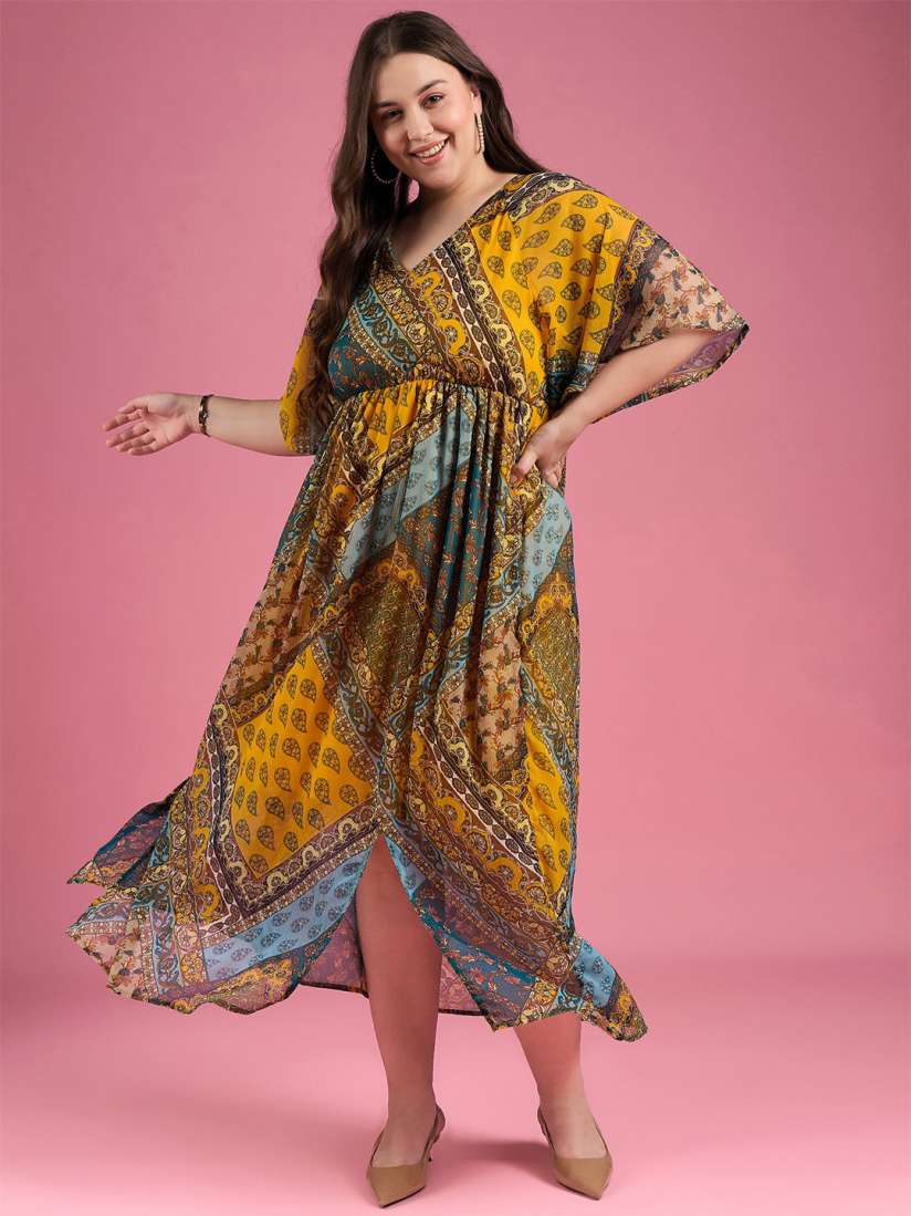 Plus size printed maxi dress clearance