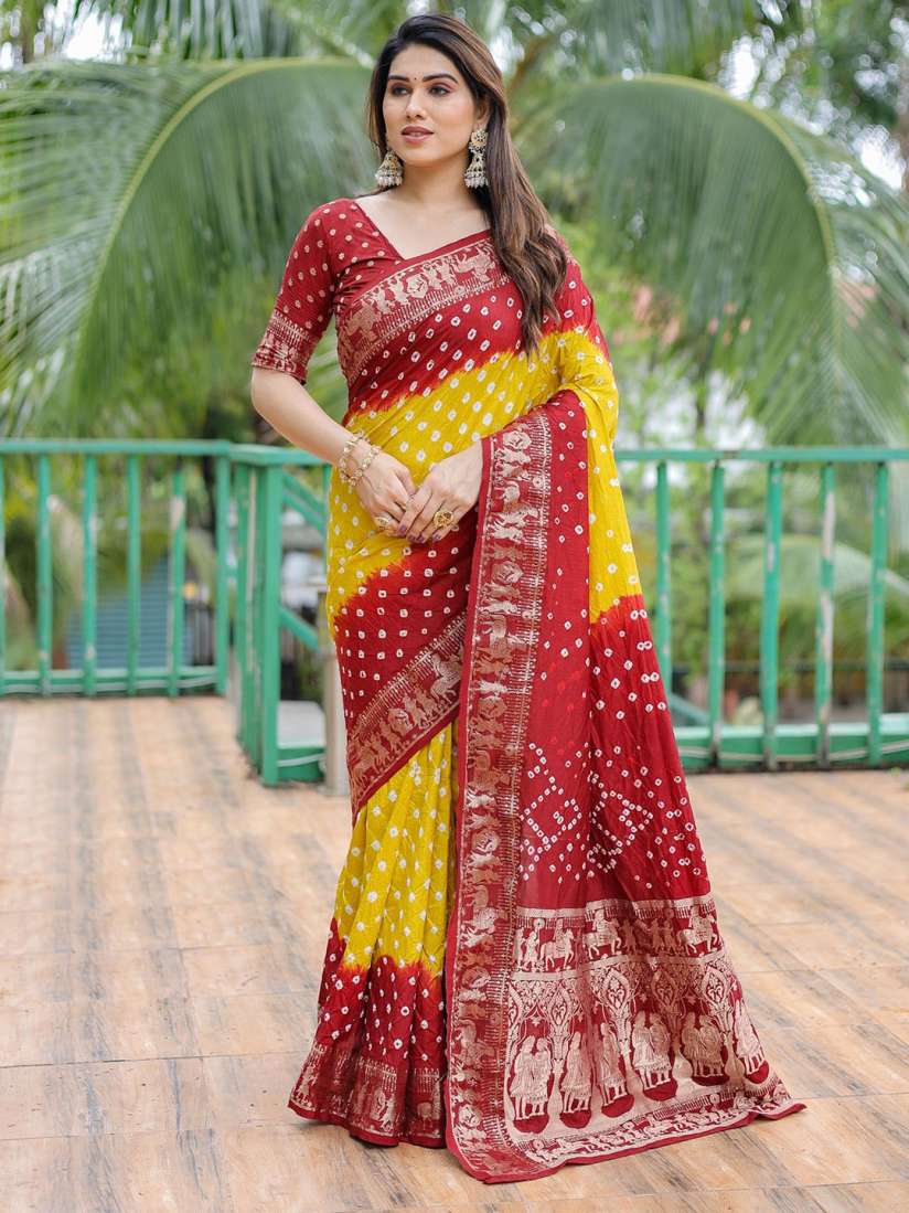 Myntra bandhani saree outlet