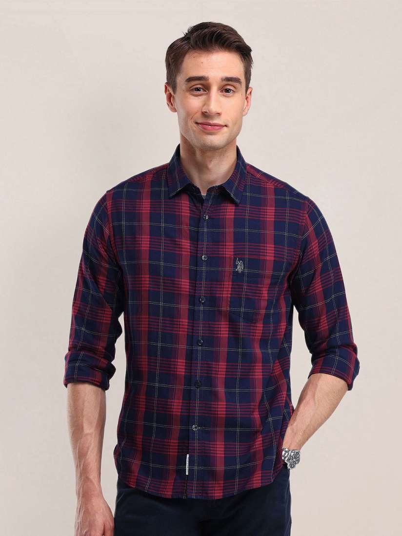 Buy U.S. Polo Assn. Men Classic Cutaway Collar Tartan Checked Cotton Formal Shirt Shirts for Men 30854695 Myntra