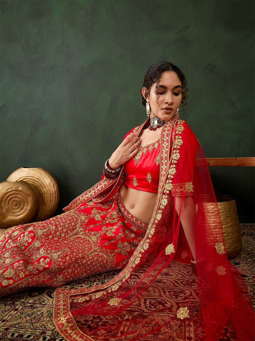 Buy Sangria Embroidered Semi Stitched Lehenga Unstitched Choli With Dupatta Lehenga Choli for Women 30851695 Myntra