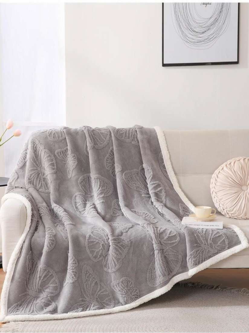Sherpa Blanket Thick White Blankets Butterthief Kids Grey White