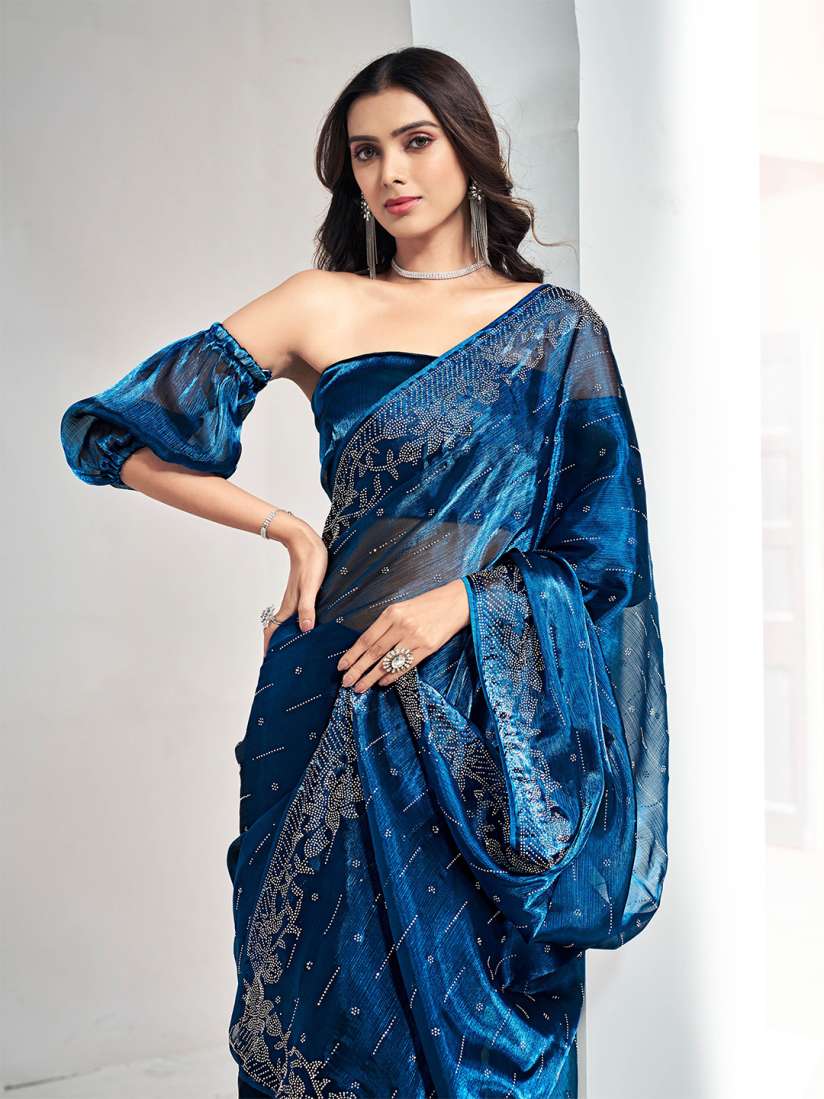 Buy Sangria Solid Embellished Party Wear Saree With Blouse Piece Sarees for Women 30888569 Myntra