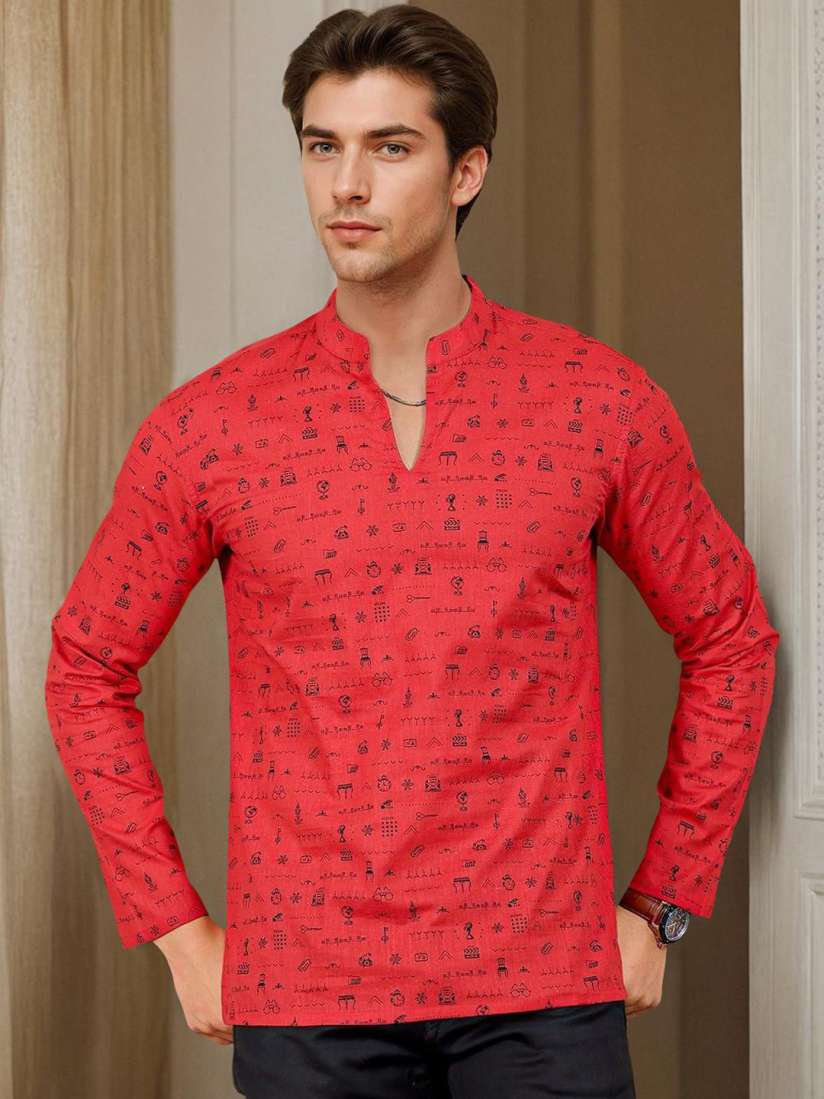 Buy Anouk Conversational Printed Long Sleeves Regular Cotton Straight Kurta Kurtas for Men 30914758 Myntra