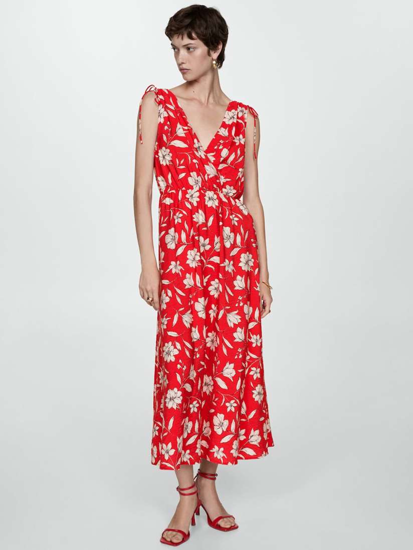 Mango red wrap dress shop