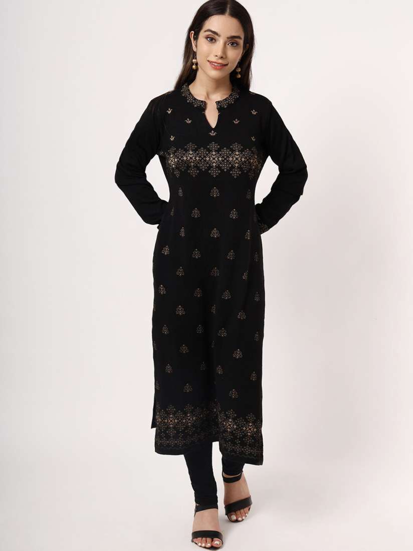 Myntra black kurta sales