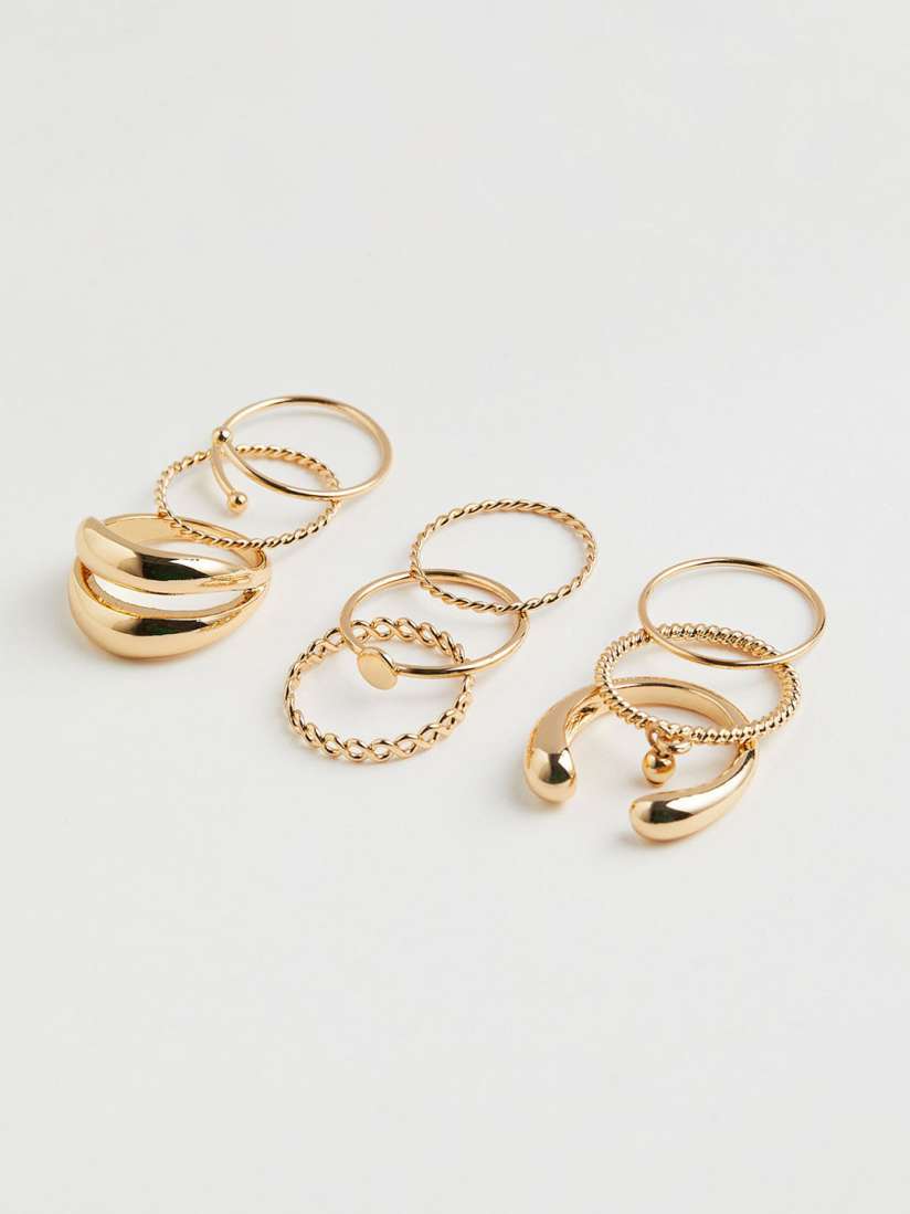 Buy H M Women Set Of 9 Gold Toned Finger Rings Ring for Women 20243200 Myntra