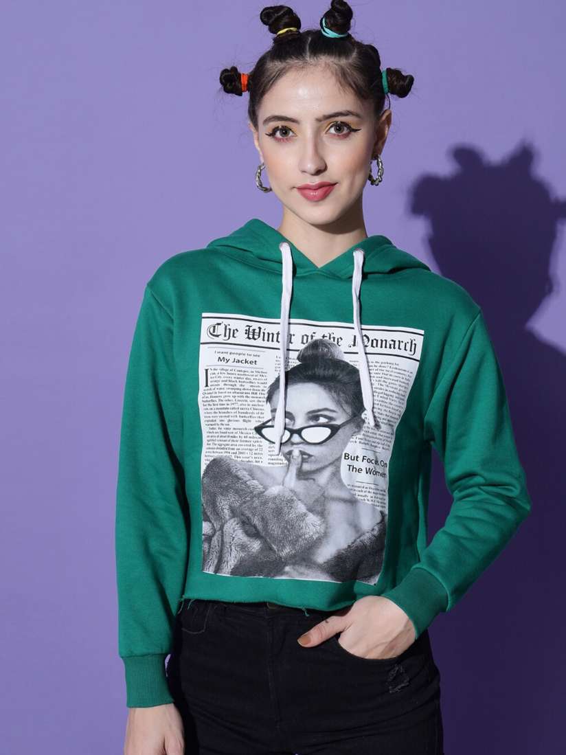 Buy The Dry State Women Green Printed Hooded Sweatshirt Sweatshirts for Women 20244802 Myntra