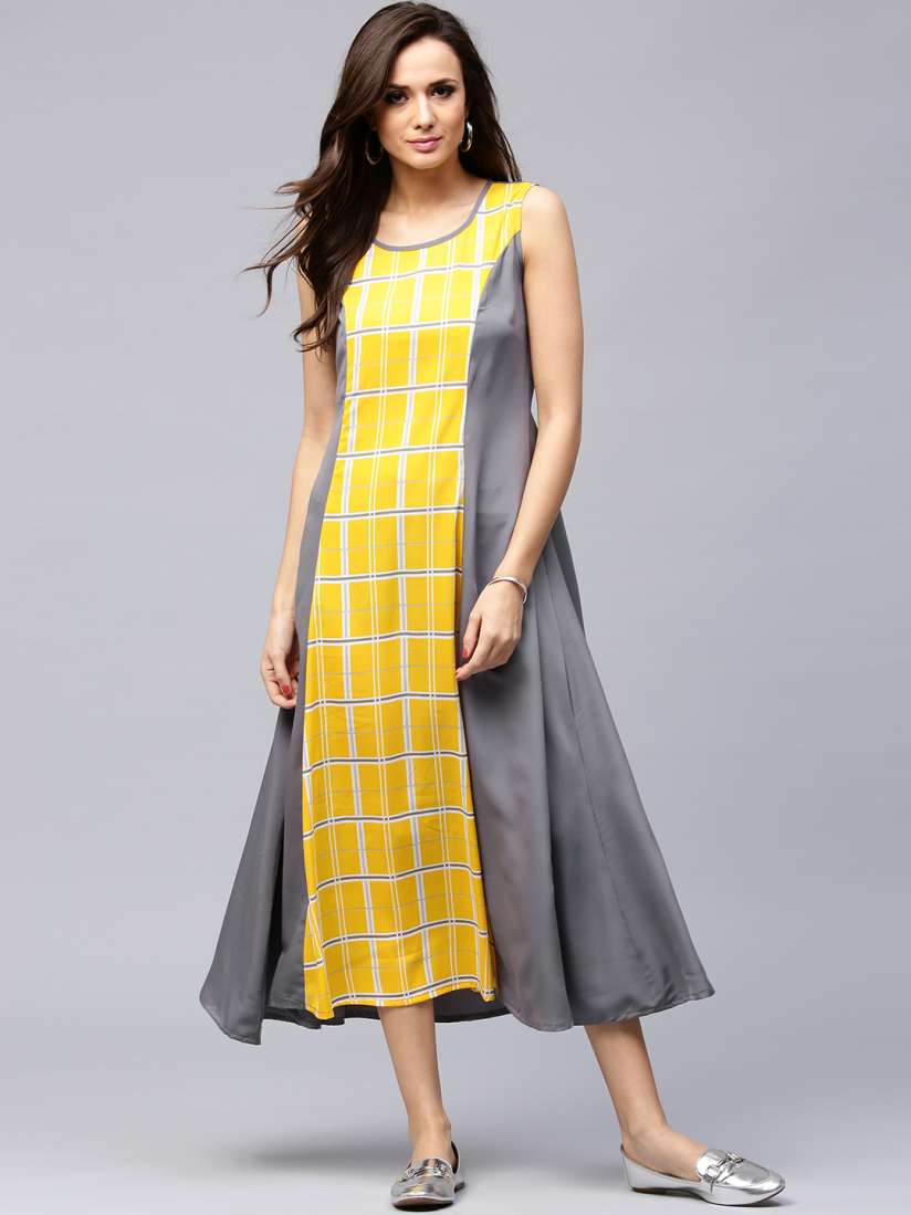 Yellow and gray dresses deals