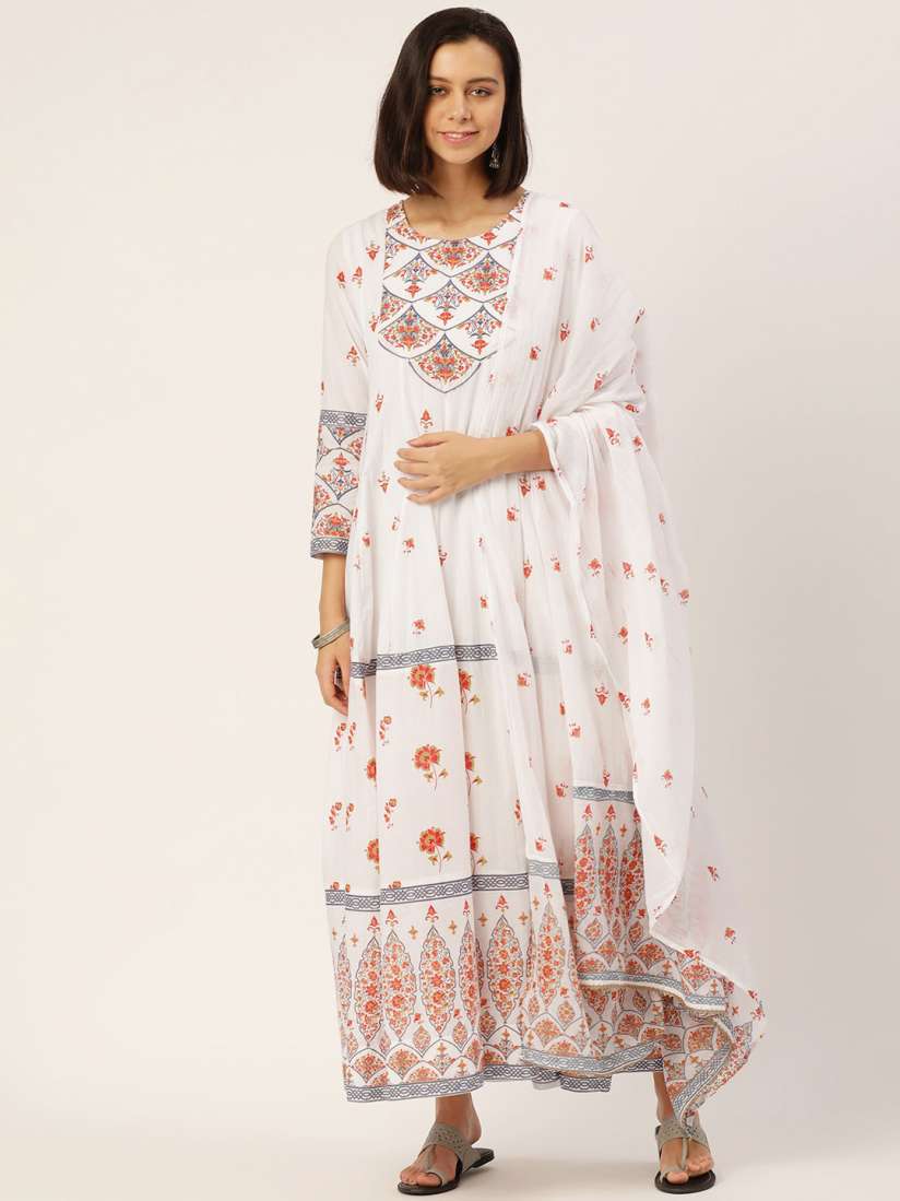 White anarkali myntra discount