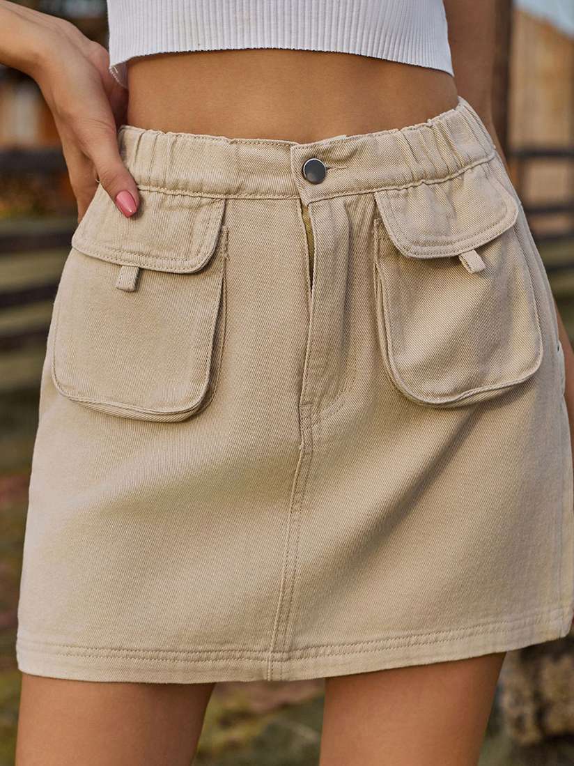 スカート M andmary Fur pocket denim skirt ANDMARY】Fur pocket denim skirt