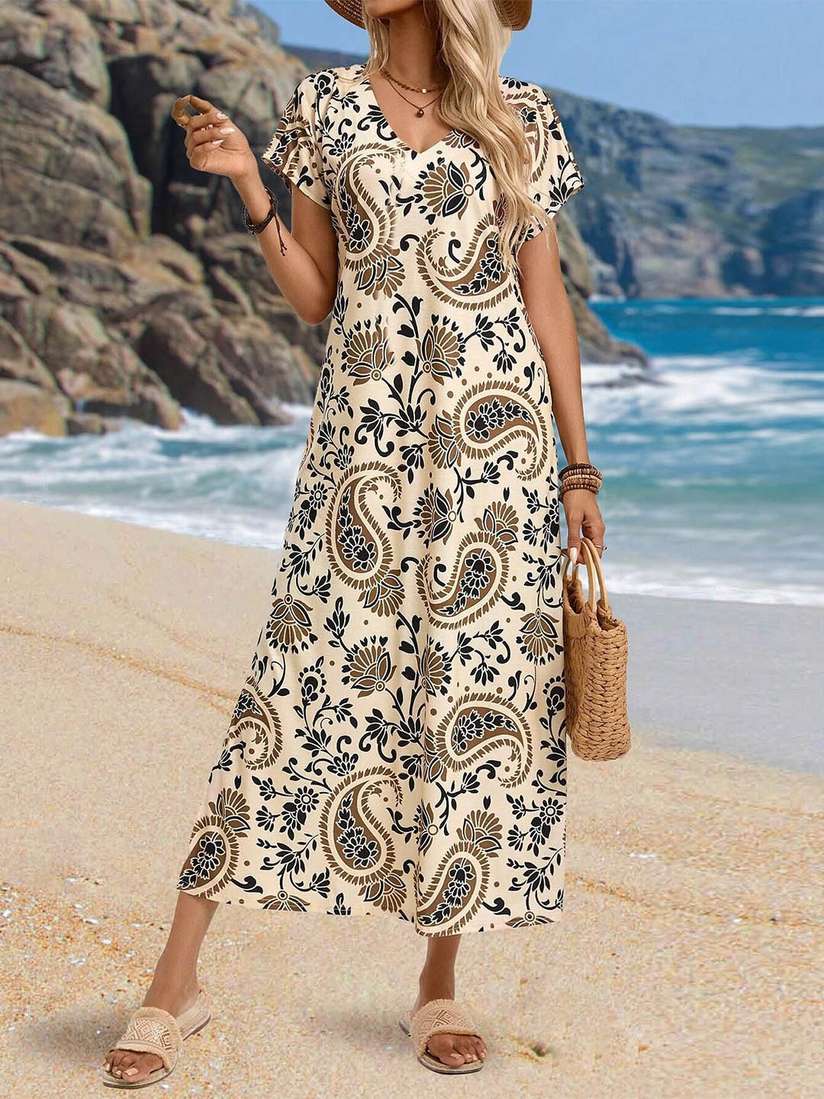 Midi Dress Floral Beach Maxi Dress Midi Dress Loose Floral Dresses