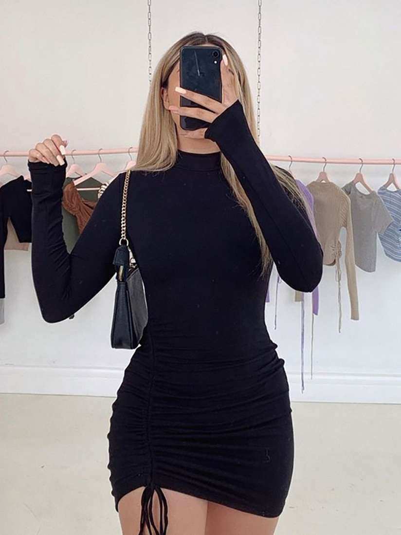 Buy StyleCast x Revolte High Neck Long Sleeves Bodycon Dress - Dresses for  Women 30417602 | Myntra