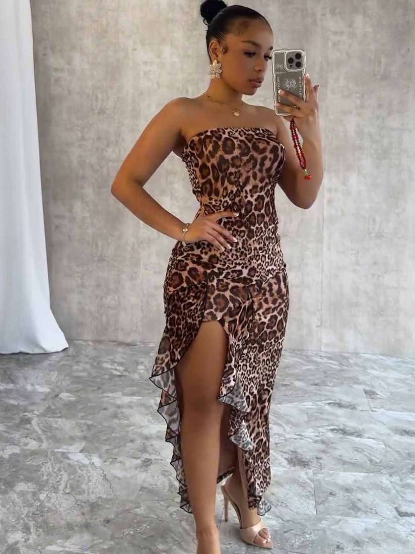 Myntra Animal Print Waisted Midi Dress StyleCast Animal Printed